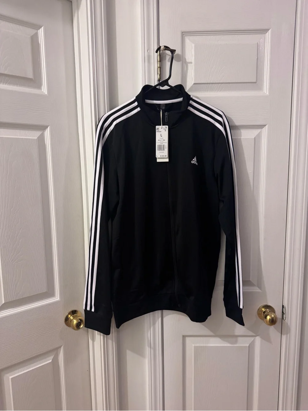 Adidas Men’s Black 3-Stripe Full Zip Track Jacket Size Large NWT
